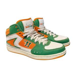 Warrior Hound Dog Lacrosse Green Orange High-Top Sneakers | Men’s Size 10.5